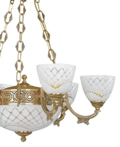 Люстра подвесная  L 7152/6+2 Reccagni Angelo белая на 8 ламп, основание золотое в стиле классический  фото 3